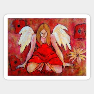 Bhoodevi, Angel image part of an Angel oracle card deck – MeMoment angel cards Sticker